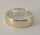 Mokume Gane Ring - 18kt Trigold and Sterling Silver, Wide